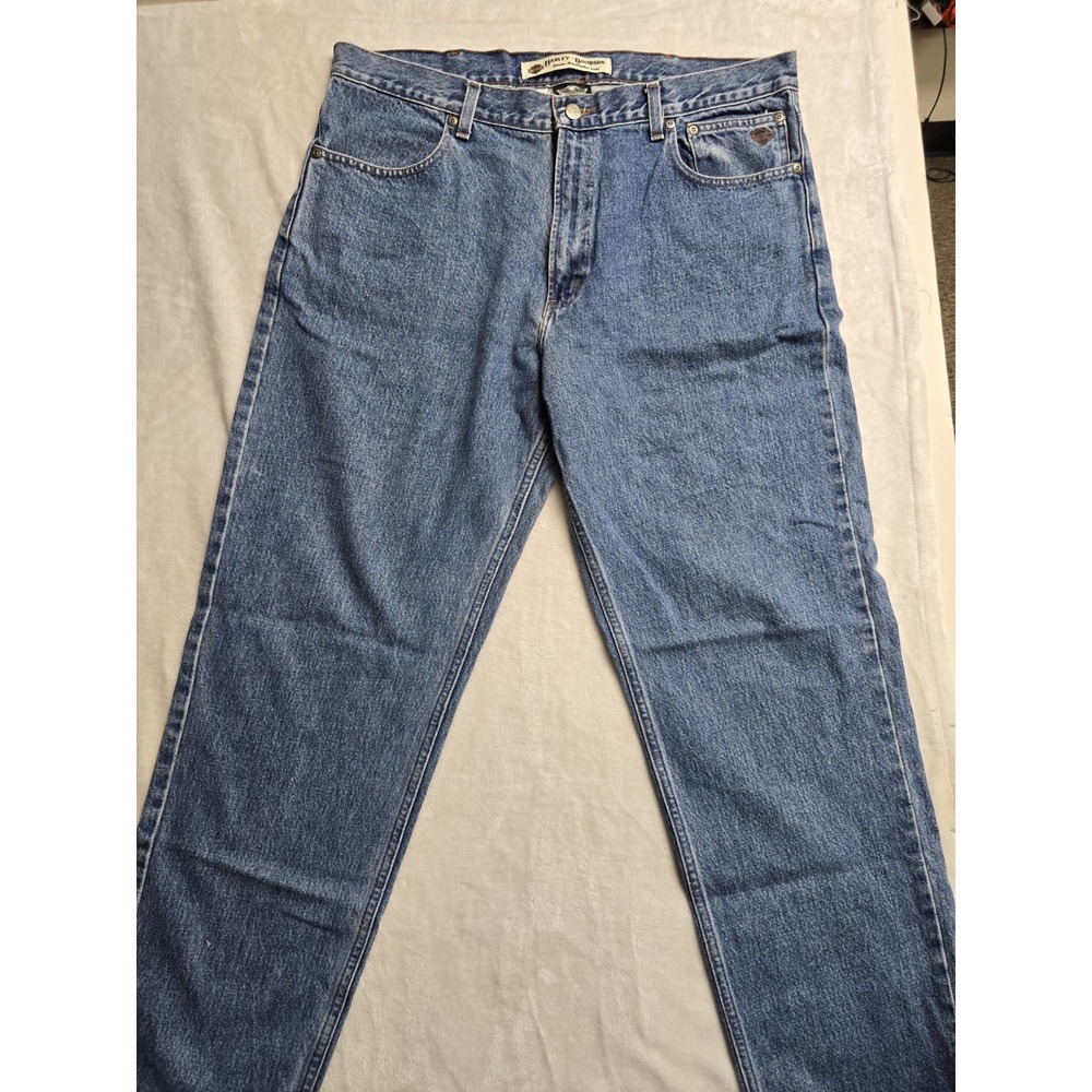 Harley Davidson Men's Medium Wash Straight Leg Denim Jeans Size 38/32